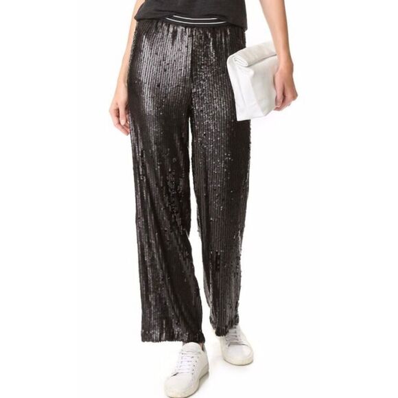 Free People Just a Dreamer Sequin Black Pull-On Pants - Women’s US Small - Picture 1 of 8
